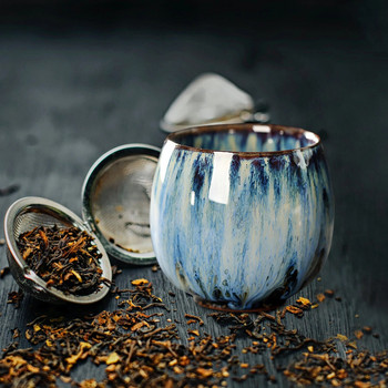 1 τεμ. Kiln Change Handmade China Ceramic Tea Cup 110ml Temmoku Glaze Porcelain Kung Fu Cups Σετ Κεραμική Ποτό Σκεύη Επιτραπέζια σκεύη