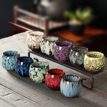 1 τεμ. Kiln Change Handmade China Ceramic Tea Cup 110ml Temmoku Glaze Porcelain Kung Fu Cups Σετ Κεραμική Ποτό Σκεύη Επιτραπέζια σκεύη