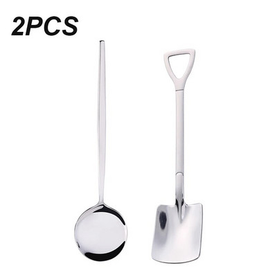 2 vnt nerūdijančio plieno kavos šaukštelis Retro kastuvas ledų šaukštelis Kūrybiškas arbatos šaukštelis Madingi stalo įrankiai Nemokamas pristatymas