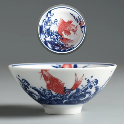 Kineska plavo-bijela porculanska šalica za čaj protiv opekotina, retro keramička šalica za čaj, prijenosna glavna šalica, osobne pojedinačne šalice za kućanstvo