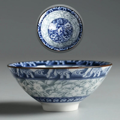 Kineska plavo-bijela porculanska šalica za čaj protiv opekotina, retro keramička šalica za čaj, prijenosna glavna šalica, osobne pojedinačne šalice za kućanstvo