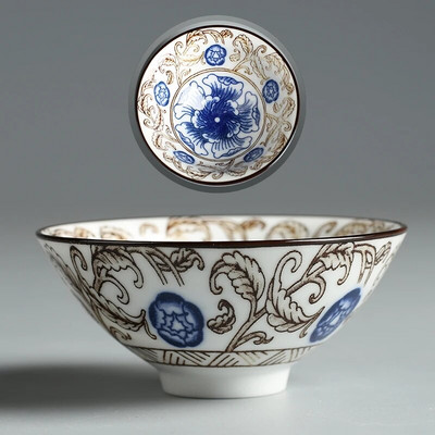 Kineska plavo-bijela porculanska šalica za čaj protiv opekotina, retro keramička šalica za čaj, prijenosna glavna šalica, osobne pojedinačne šalice za kućanstvo