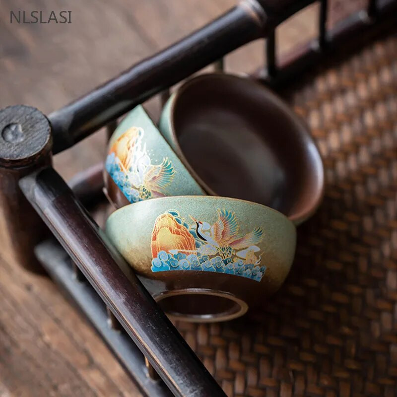 1db/40ml egyedi igényes teáscsésze hordozható kerámia teáscsésze otthoni kis teástál kínai mesterkupa hagyományos teakiegészítők