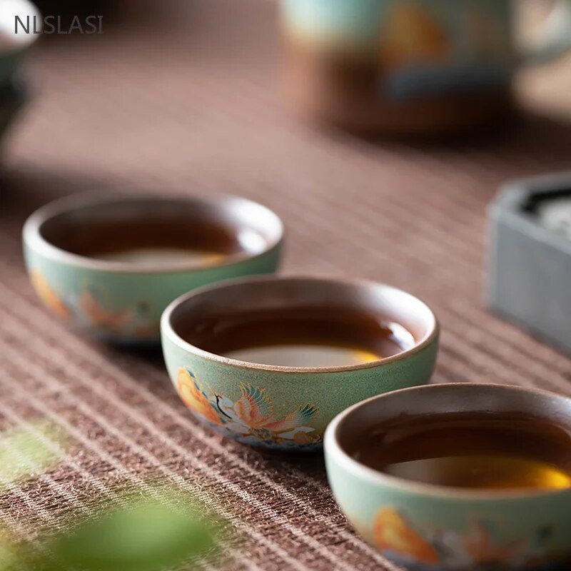 1db/40ml egyedi igényes teáscsésze hordozható kerámia teáscsésze otthoni kis teástál kínai mesterkupa hagyományos teakiegészítők