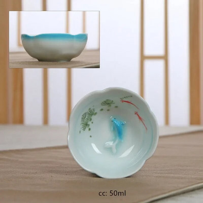 50 ml käsitsi maalitud keraamilised teetassid Pu 'er teekomplektid Kodused kaasaskantavad teekausid Kohandatud Master Cup Hiina teekomplektid Aksessuaarid