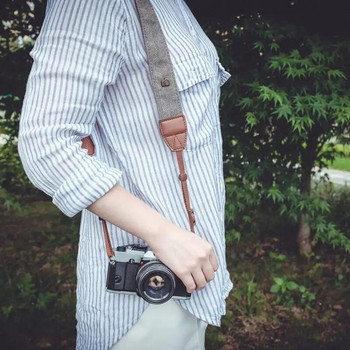 Βαμβακερή δερμάτινη ζώνη με λουράκι ώμου με ρυθμιζόμενη κάμερα για φωτογραφικές μηχανές Nikon Canon DSLR Αξεσουάρ λουράκι