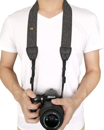 Βαμβακερή δερμάτινη ζώνη με λουράκι ώμου με ρυθμιζόμενη κάμερα για φωτογραφικές μηχανές Nikon Canon DSLR Αξεσουάρ λουράκι