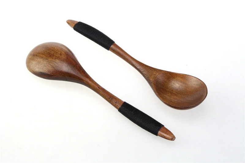 18 cm-es természetes fa hosszú nyelű rizsleves főzőkanalak nagy merőkanál forró fazék kanál fakanál Evőeszközök Eszközök Konyhai kiegészítők