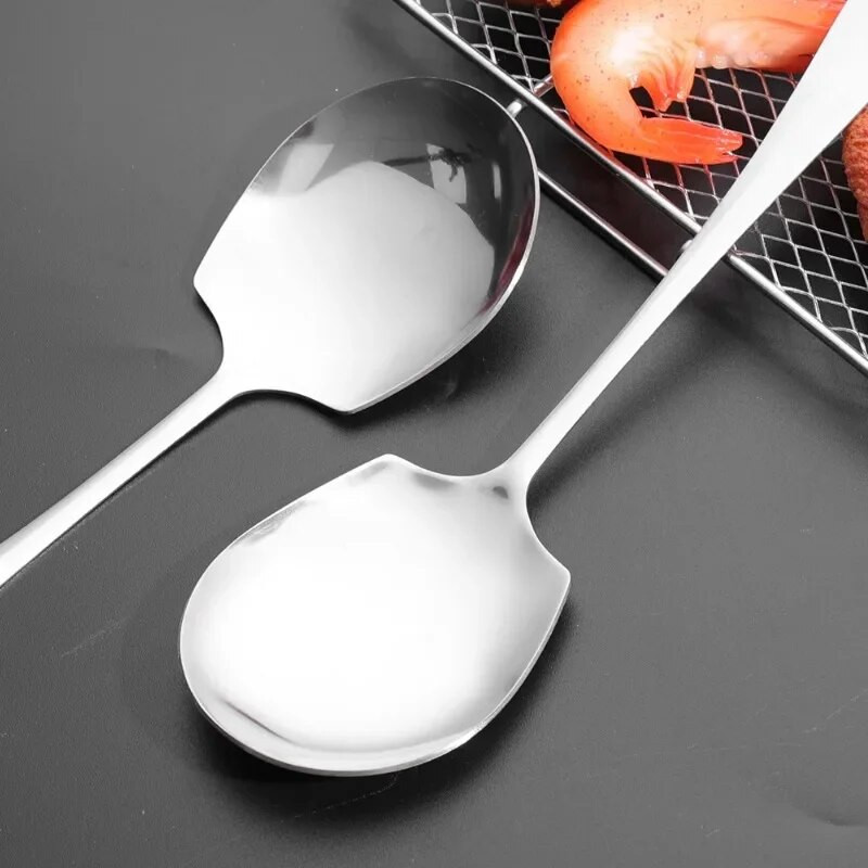 1/2 gab. Nerūsējošā tērauda karotes ar garu rokturi liela zupas karote galda piederumi apaļa koplietošanas karote vakariņām deserta karotes virtuves rīki