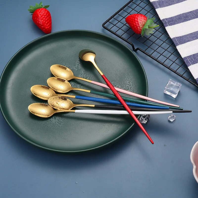 Creativ 304 lingură cu mâner lung din oțel inoxidabil Îngroșați vesela ceai cafea înghețată linguri lingurițe vesela bucătărie