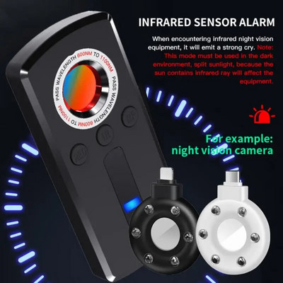 RYRA Hidden Camera Detector Pinhole Infrared Anti-Peeping Lens Detection Portable Mini Spy Hidden Camera Finder Anti-monitoring