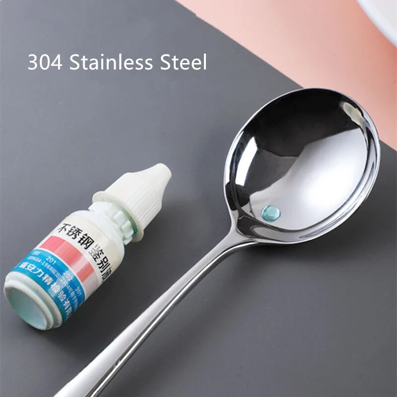 2 méret Hosszú nyelű ramen kanál leveses merőkanál rozsdamentes acél étkészlet Gyermek fagylalt teáskanál Koreai evőeszköz evőkanál