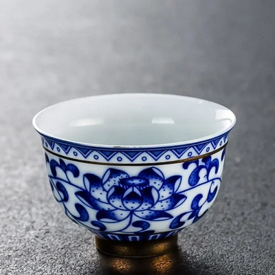 Μπουτίκ Μπλε και Λευκό Φλιτζάνι Τσαγιού Πορσελάνη Ζωγραφισμένο στο χέρι Κεραμικά Μπολ Κινεζικό χειροποίητο σετ τσαγιού Αξεσουάρ Travel Master Cup