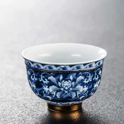 Μπουτίκ Μπλε και Λευκό Φλιτζάνι Τσαγιού Πορσελάνη Ζωγραφισμένο στο χέρι Κεραμικά Μπολ Κινεζικό χειροποίητο σετ τσαγιού Αξεσουάρ Travel Master Cup