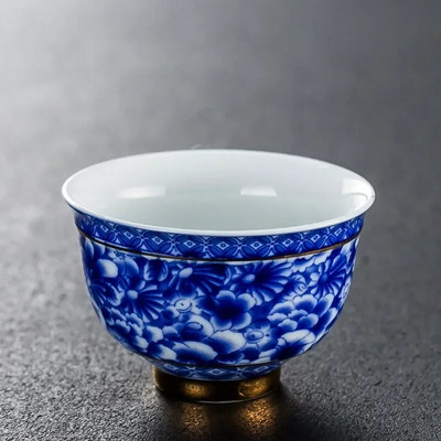 Μπουτίκ Μπλε και Λευκό Φλιτζάνι Τσαγιού Πορσελάνη Ζωγραφισμένο στο χέρι Κεραμικά Μπολ Κινεζικό χειροποίητο σετ τσαγιού Αξεσουάρ Travel Master Cup