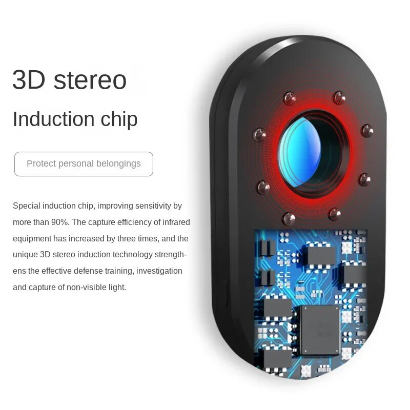 Anti atviras paslėptos kameros detektorius, saugos apsauga nuo klaidų Diskretiškas šnipas, nematomas įtaisas, profesionalus infraraudonųjų spindulių buvimo jutiklis