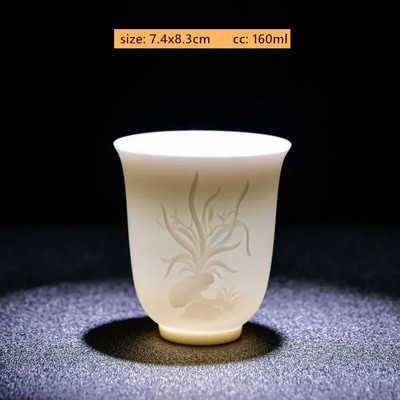 1Gb Dehua baltā porcelāna tējas krūze, ar rokām darināta reljefa pūķa raksta keramikas tējk. Pielāgoti tējas piederumi Mājas meistara krūze