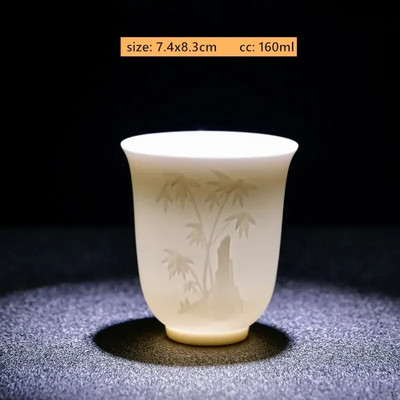 1Gb Dehua baltā porcelāna tējas krūze, ar rokām darināta reljefa pūķa raksta keramikas tējk. Pielāgoti tējas piederumi Mājas meistara krūze