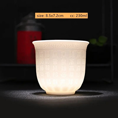 1Gb Dehua baltā porcelāna tējas krūze, ar rokām darināta reljefa pūķa raksta keramikas tējk. Pielāgoti tējas piederumi Mājas meistara krūze