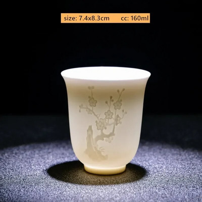 1Gb Dehua baltā porcelāna tējas krūze, ar rokām darināta reljefa pūķa raksta keramikas tējk. Pielāgoti tējas piederumi Mājas meistara krūze