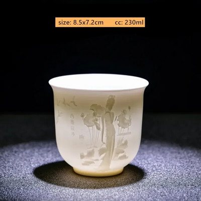 1Gb Dehua baltā porcelāna tējas krūze, ar rokām darināta reljefa pūķa raksta keramikas tējk. Pielāgoti tējas piederumi Mājas meistara krūze