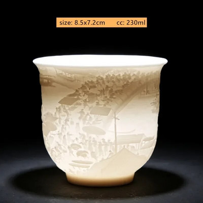 1Gb Dehua baltā porcelāna tējas krūze, ar rokām darināta reljefa pūķa raksta keramikas tējk. Pielāgoti tējas piederumi Mājas meistara krūze