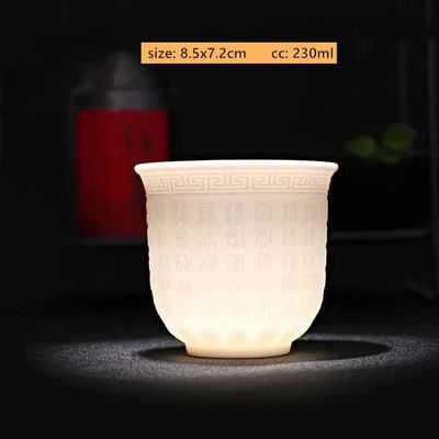 1Gb Dehua baltā porcelāna tējas krūze, ar rokām darināta reljefa pūķa raksta keramikas tējk. Pielāgoti tējas piederumi Mājas meistara krūze