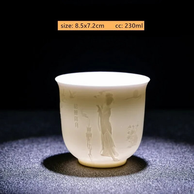 1Gb Dehua baltā porcelāna tējas krūze, ar rokām darināta reljefa pūķa raksta keramikas tējk. Pielāgoti tējas piederumi Mājas meistara krūze