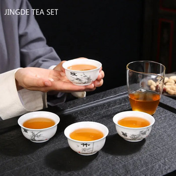 1 бр. Традиционна ръчно изработена керамична чаша за чай Ръчно рисувани цветя Купа за чай Пътуване Чаша за медитация Домакински сервиз за чай Master Cups 60 ml