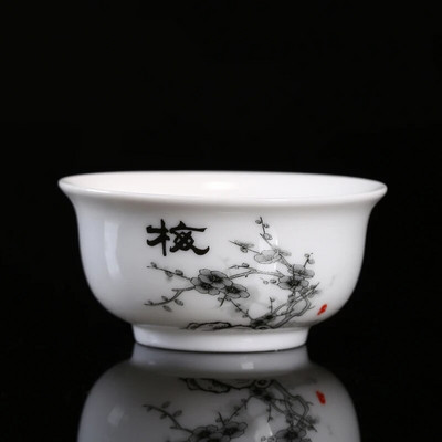 1 bucată ceașcă de ceai din ceramică, tradițională, lucrată manual, cu flori pictate manual, bol de ceai, ceașcă de meditație de călătorie, set de ceai de uz casnic, cești master 60 ml