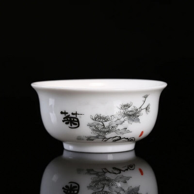 1 bucată ceașcă de ceai din ceramică, tradițională, lucrată manual, cu flori pictate manual, bol de ceai, ceașcă de meditație de călătorie, set de ceai de uz casnic, cești master 60 ml