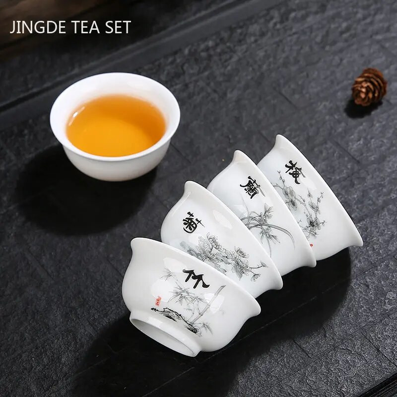 1 bucată ceașcă de ceai din ceramică, tradițională, lucrată manual, cu flori pictate manual, bol de ceai, ceașcă de meditație de călătorie, set de ceai de uz casnic, cești master 60 ml