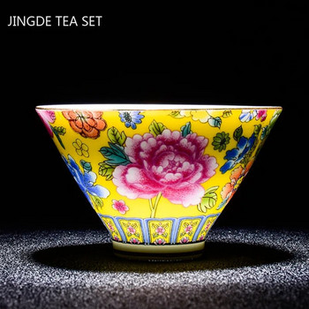 Κινεζικό σμάλτο κεραμικό φλιτζάνι τσαγιού Exquisite φλιτζάνι καφέ ζωγραφισμένα στο χέρι λουλούδια με μοτίβο Μπολ τσαγιού Οικιακό σετ τσαγιού Φορητό Master Cup