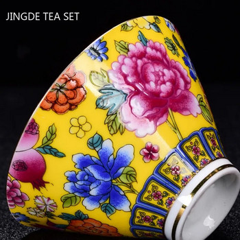 Κινεζικό σμάλτο κεραμικό φλιτζάνι τσαγιού Exquisite φλιτζάνι καφέ ζωγραφισμένα στο χέρι λουλούδια με μοτίβο Μπολ τσαγιού Οικιακό σετ τσαγιού Φορητό Master Cup