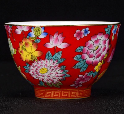 Китайска емайлирана керамична чаша за чай Изискана чаша за кафе, ръчно рисувани цветя, шарка, купа за чай, домакински комплект за чай, преносим майстор чаша