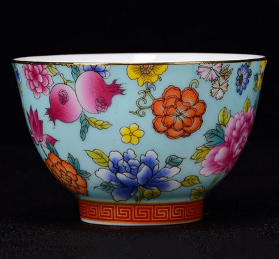 Китайска емайлирана керамична чаша за чай Изискана чаша за кафе, ръчно рисувани цветя, шарка, купа за чай, домакински комплект за чай, преносим майстор чаша