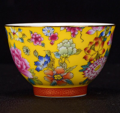 Китайска емайлирана керамична чаша за чай Изискана чаша за кафе, ръчно рисувани цветя, шарка, купа за чай, домакински комплект за чай, преносим майстор чаша