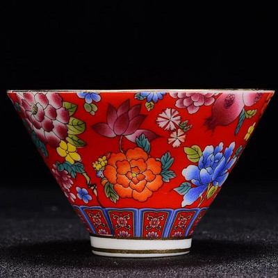 Китайска емайлирана керамична чаша за чай Изискана чаша за кафе, ръчно рисувани цветя, шарка, купа за чай, домакински комплект за чай, преносим майстор чаша