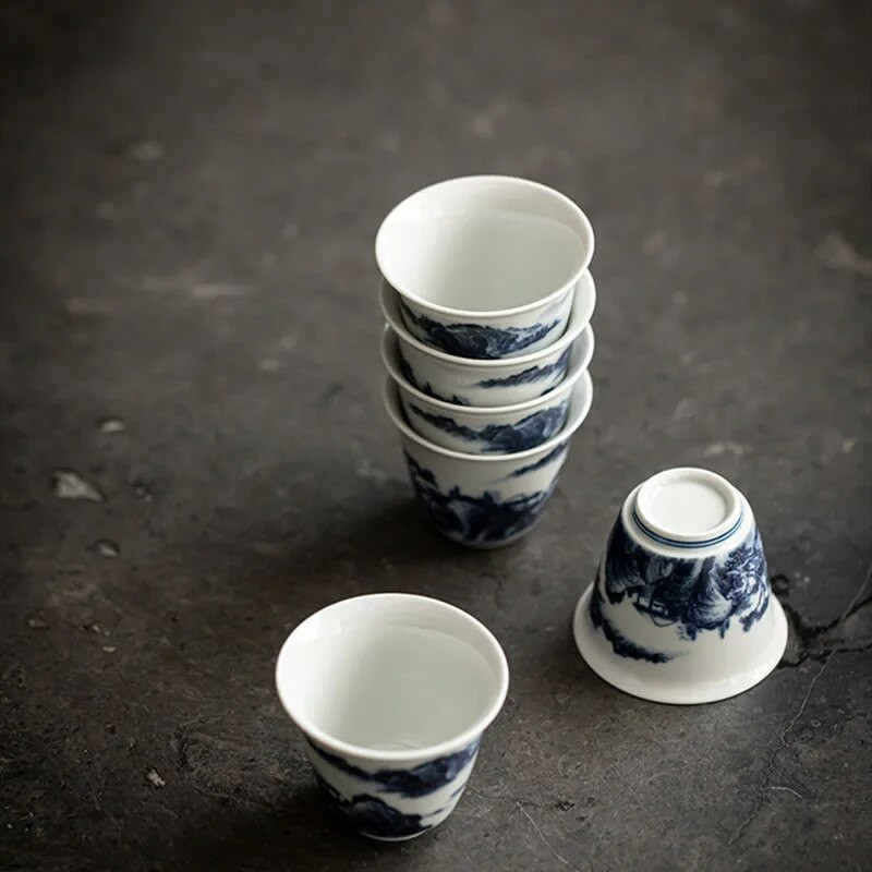 1 vnt Kinijos retro stiliaus rankomis dažytas keraminis arbatos puodelis Kelioninis meditacijos puodelis Rankų darbo porcelianinis arbatos dubenėlis Meistras puodelis Buitinis arbatos rinkinys