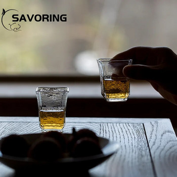 Стъклена чаша с японски чук, малка чаша за чай, уста, топлоустойчиво стъкло, единична чаша Кунг-фу чай, майсторска чаша, чаша за саке, чаша за вино