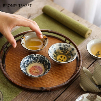 1PCS китайска традиционна керамична конусна чаша за чай против нагар, ръчно изработени цветя, порцеланова купа за чай, чаша за медитация при пътуване, сервиз за чай, 70 ml