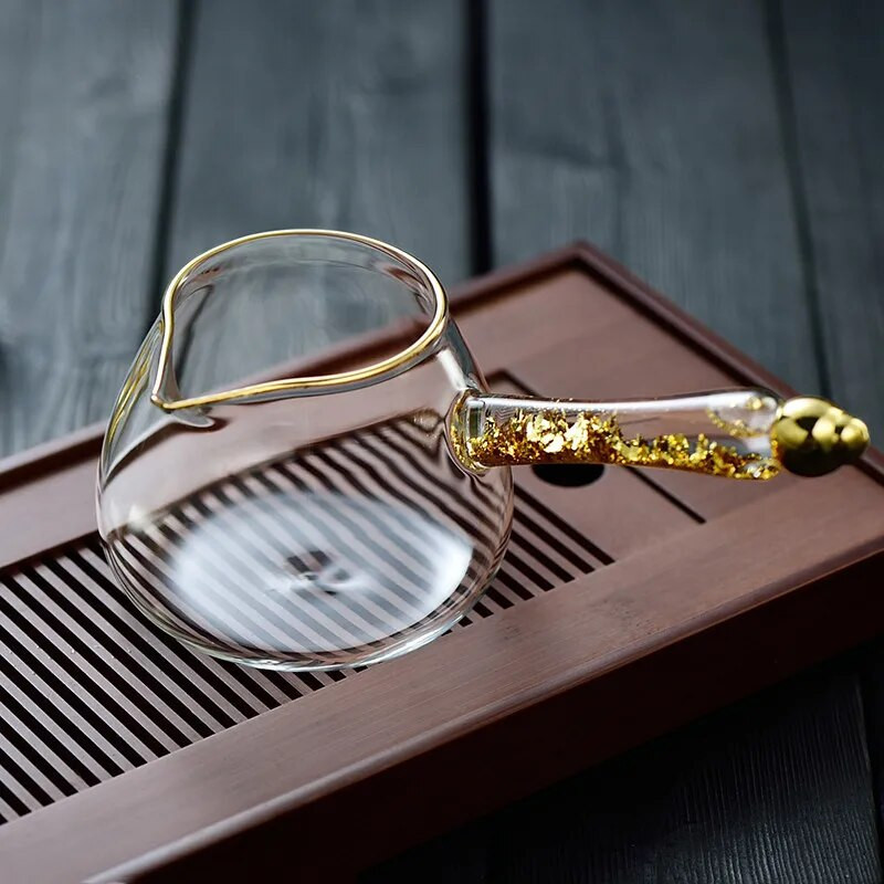 Kreativni uzorak čekića, staklo otporno na toplinu, zlatna bočna ručka, šalica, kung fu posuđe za piće, prozirni dozator čaja, uredsko kuhalo za vodu