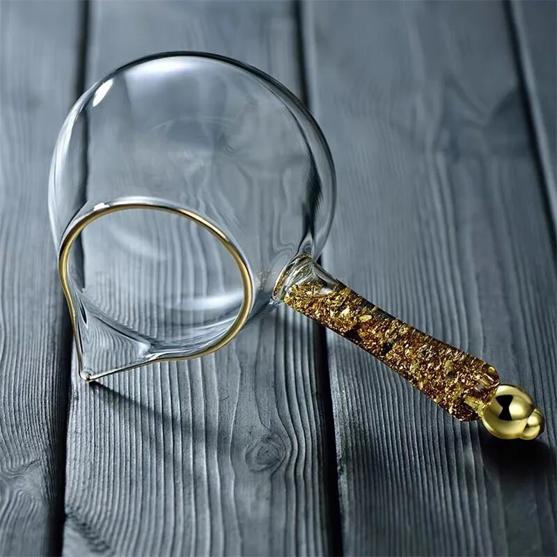 Kreativni uzorak čekića, staklo otporno na toplinu, zlatna bočna ručka, šalica, kung fu posuđe za piće, prozirni dozator čaja, uredsko kuhalo za vodu