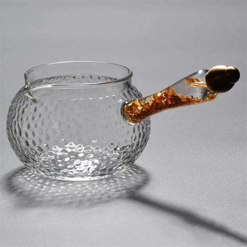 Kreativni uzorak čekića, staklo otporno na toplinu, zlatna bočna ručka, šalica, kung fu posuđe za piće, prozirni dozator čaja, uredsko kuhalo za vodu