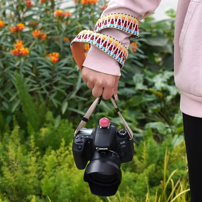 Kaamera õlarihm kaelarihm laiem paksem vintage retro pikk lihtsalt paigaldatav pandlaga rihm lill Sony Fuji Canon Nikon PK jaoks