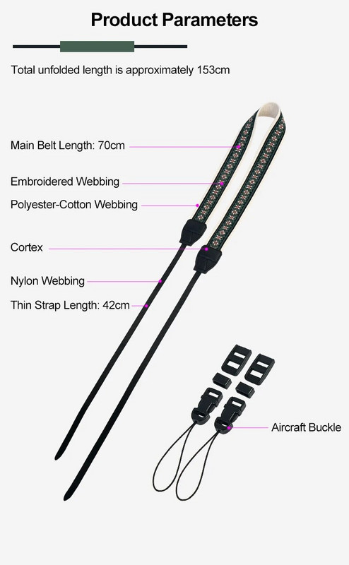 Kaiš za nošenje preko ramena Remen za oko vrata Širi deblji Vintage Retro Dugačak Remen s kopčom za jednostavno postavljanje Cvijet za Sony Fuji Canon Nikon PK