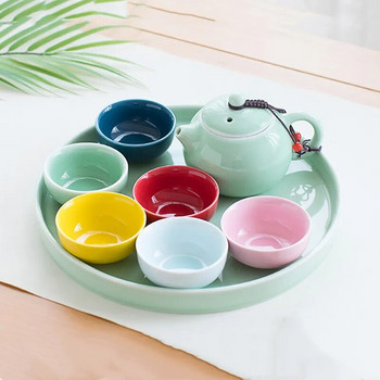 6 бр./40 мл комплект керамични чаши за чай в китайски стил Ретро порцеланова красива купа за чай Домакински ръчно изработени майсторски аксесоари за чаша чай