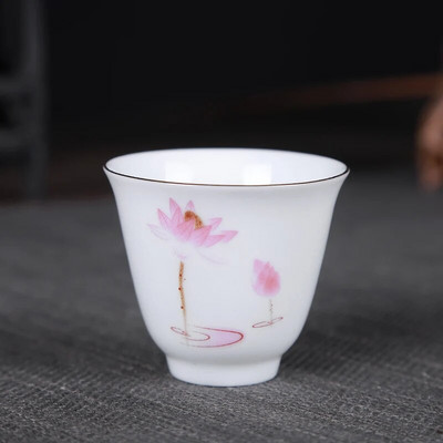 2vnt. Rankomis dažytas baltos porcelianinės plonos padangos arbatos puodelis Jingdezhen keraminis arbatos puodelis Kūrybinės arbatos dovanos namuose Asmeninis vienas puodelis