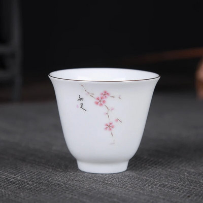 2vnt. Rankomis dažytas baltos porcelianinės plonos padangos arbatos puodelis Jingdezhen keraminis arbatos puodelis Kūrybinės arbatos dovanos namuose Asmeninis vienas puodelis