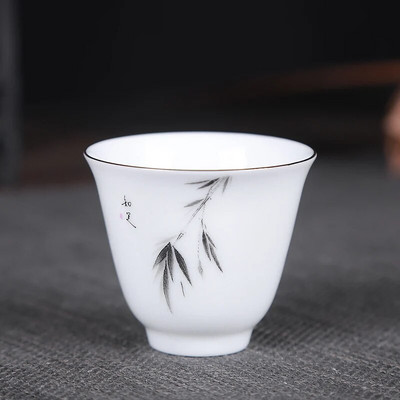 2vnt. Rankomis dažytas baltos porcelianinės plonos padangos arbatos puodelis Jingdezhen keraminis arbatos puodelis Kūrybinės arbatos dovanos namuose Asmeninis vienas puodelis